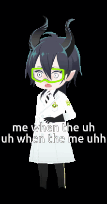 Cartoon Character with Horns and Glasses Saying Me