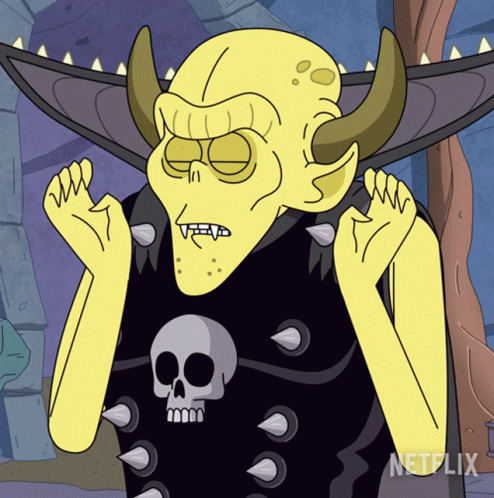 Cartoon Character With Horns and Skull on Chest With Netflix Logo