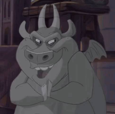 Cartoon Character With Horns and Wings Smiling