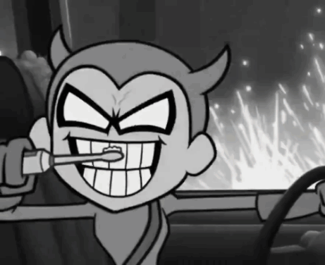 Cartoon Character With Horns Brushing Teeth GIF