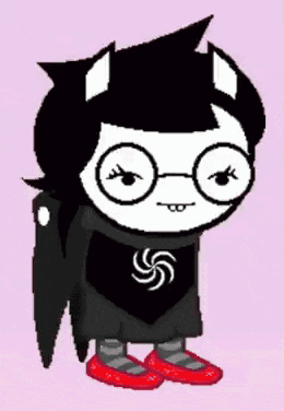 Cartoon Character With Horns Glasses and Red Shoes
