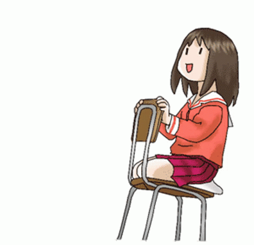 Cartoon Character With Horns In Blue Chair GIF