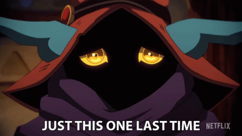 Cartoon Character With Horns Saying Just This One Last Time