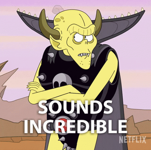 Cartoon Character With Horns Saying Sounds Incredible Netflix