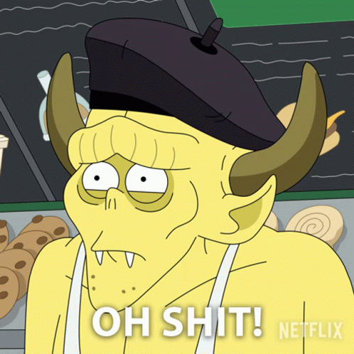 Cartoon Character With Horns Says Oh Shit