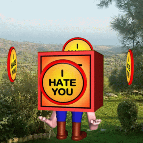 Cartoon Character With I Hate You Sign GIF