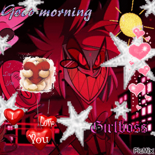 Cartoon Character With I Love You Hearts