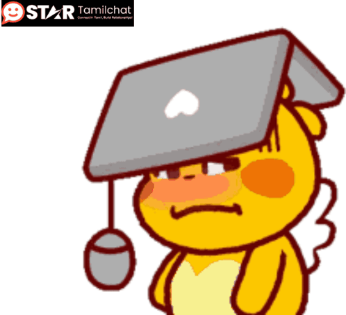 Cartoon Character With Laptop On Head And Mouse GIF