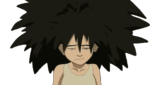 Cartoon Character With Large Haircut Looks Sad