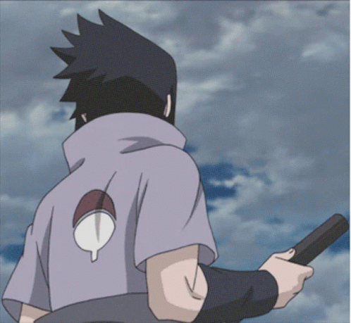 Cartoon Character with Leaf on Back Holding Sword