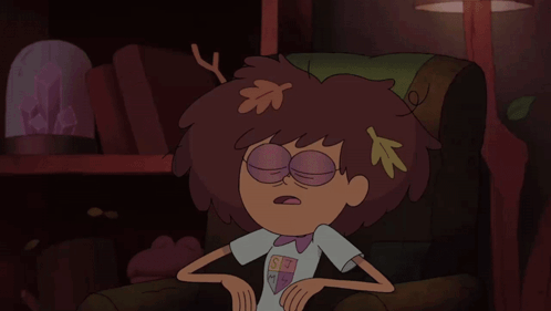 Cartoon Character with Leaf on Head