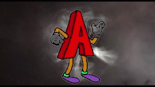 Cartoon Character With Letter A on Head