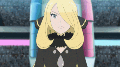 Cartoon Character with Long Blonde Hair and Black Top