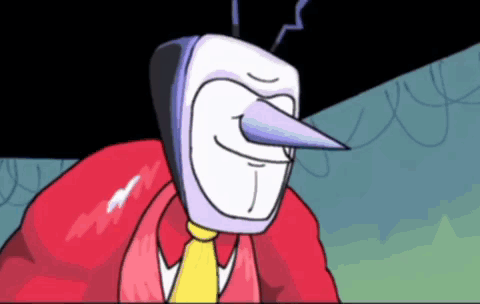 Cartoon Character With Long Nose Red Jacket Yellow Tie