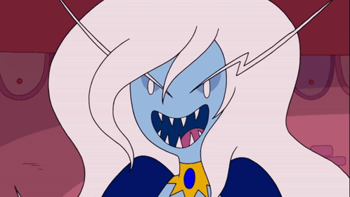 Cartoon Character With Long White Hair And Blue Face GIF