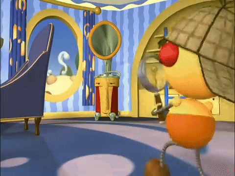 Cartoon Character With Magnifying Glass On Head GIF