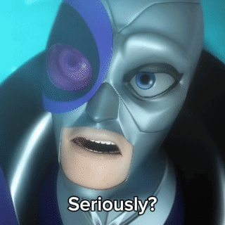 Cartoon Character with Mask Saying Seriously