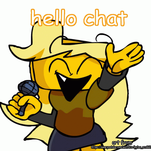 Cartoon Character With Microphone Saying Hello Chat