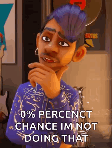 Cartoon Character With Mohawk and Earrings Thinking