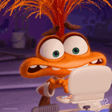 Cartoon Character With Mohawk Using Toilet