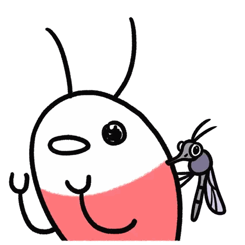 Cartoon Character with Mosquito on Face