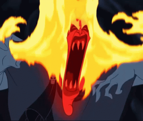 Cartoon Character With Mouth Full of Flames