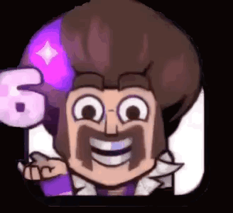 Cartoon Character With Mustache Holding Number Six