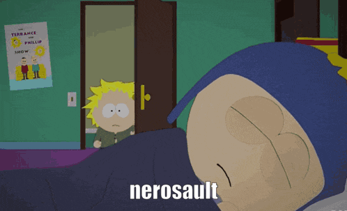 Cartoon Character With Nerosault on Head