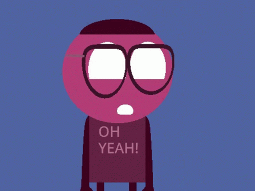 Cartoon Character With Oh Yi Shirt And Glasses In Dark GIF