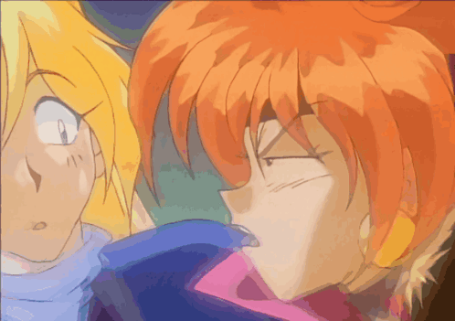 Cartoon Character With Orange Hair Looking At Another GIF