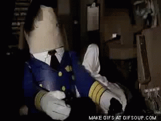 Cartoon Character With Paper Bag On Head Sitting GIF