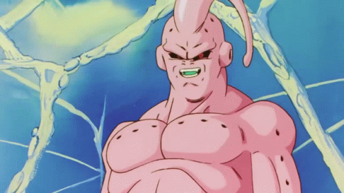 Cartoon Character With Pink Body and Green Smile