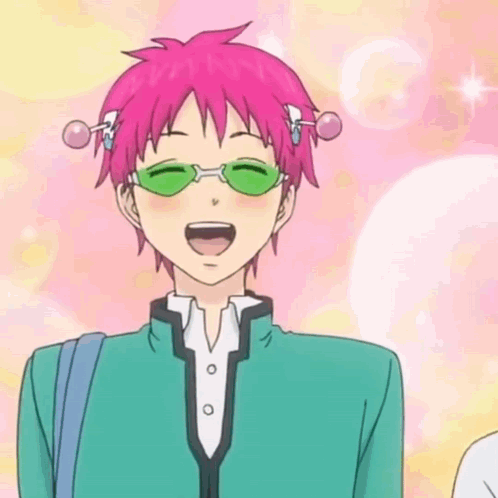Cartoon Character with Pink Hair and Green Sunglasses