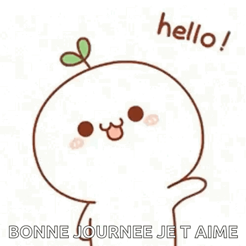 Cartoon Character with Plant Growing Out of Head Saying Hello