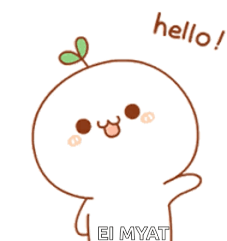 Cartoon Character With Plant on Head Saying Hello