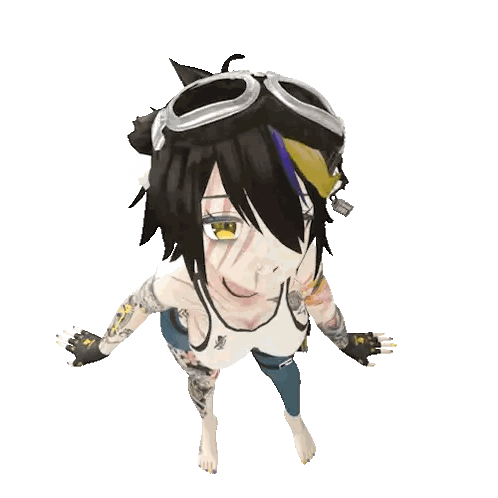 Cartoon Character with Ponytail and Goggles