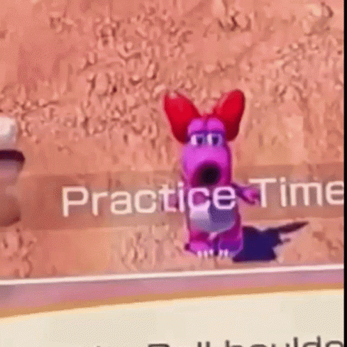 Cartoon Character with Practice Time Sign