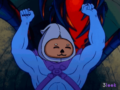 Cartoon Character with Pumpkin Head and 3Look Text
