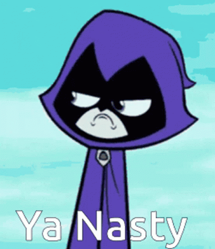 Cartoon Character with Purple Cape Ya Nasty