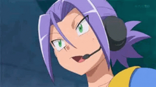 Cartoon Character With Purple Hair and Green Eyes