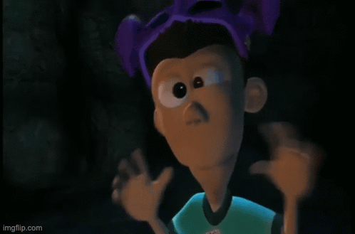 Cartoon Character With Purple Hair And Green Shirt GIF