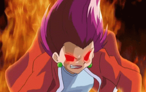 Cartoon Character with Purple Hair and Red Eyes