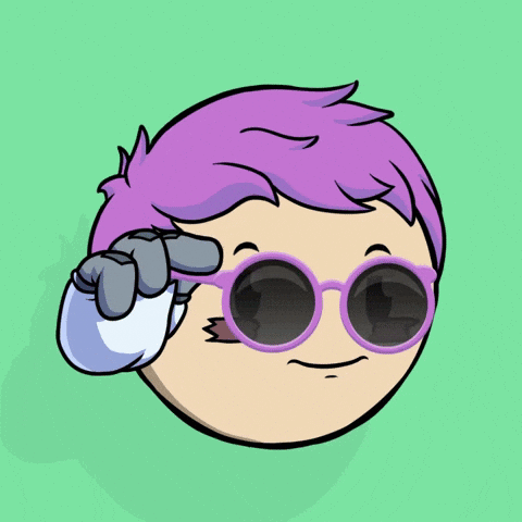 Cartoon Character With Purple Hair And Sunglasses GIF