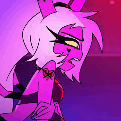 Cartoon Character With Purple Hair And Tattoo GIF