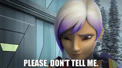 Cartoon Character with Purple Hair Saying Please Don T Tell Me