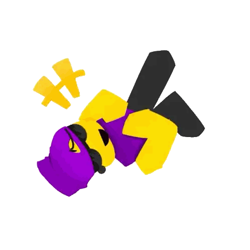 Cartoon Character with Purple Hat and Sunglasses
