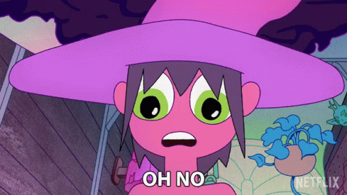 Cartoon Character With Purple Hat Says Oh No