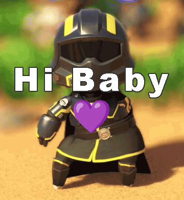 Cartoon Character With Purple Heart Saying Hi Baby