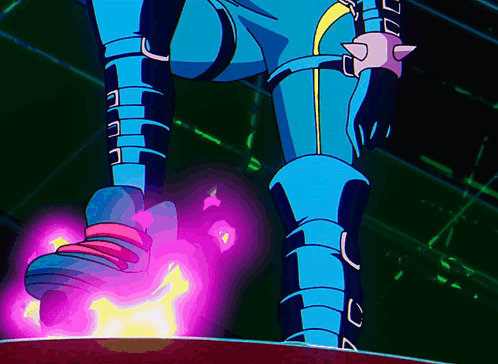 Cartoon Character With Purple Light From Feet