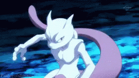 Cartoon Character With Purple Tail Standing in Water